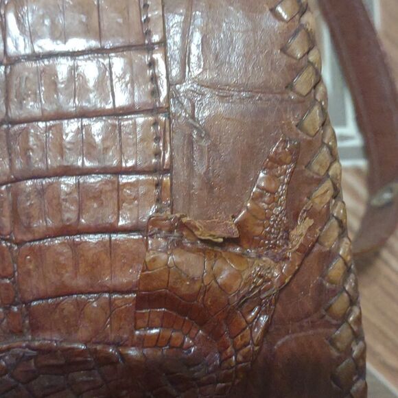 Alligator should purse brown vintage with adjustable straps with blue eyes - Picture 4 of 10